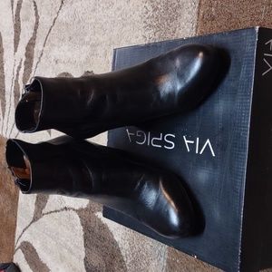 Via spiga leather wedge booties